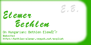 elemer bethlen business card